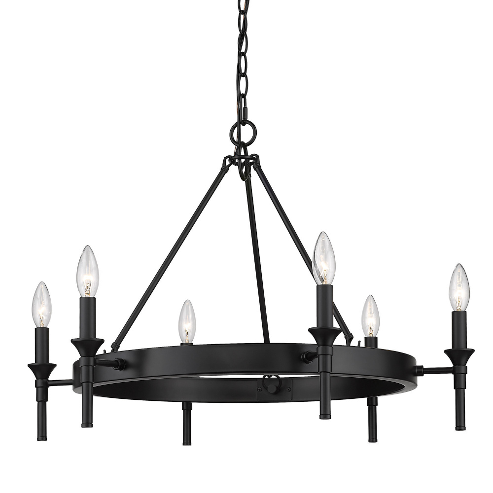 Wry Lighting Edinburgh 6-light Chandelier in Matte Black